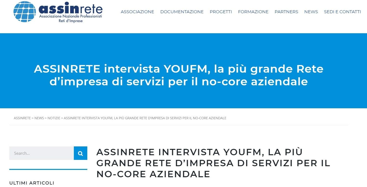 Articolo sul sito web di Assinrete riguardo all'intervista a Youfm