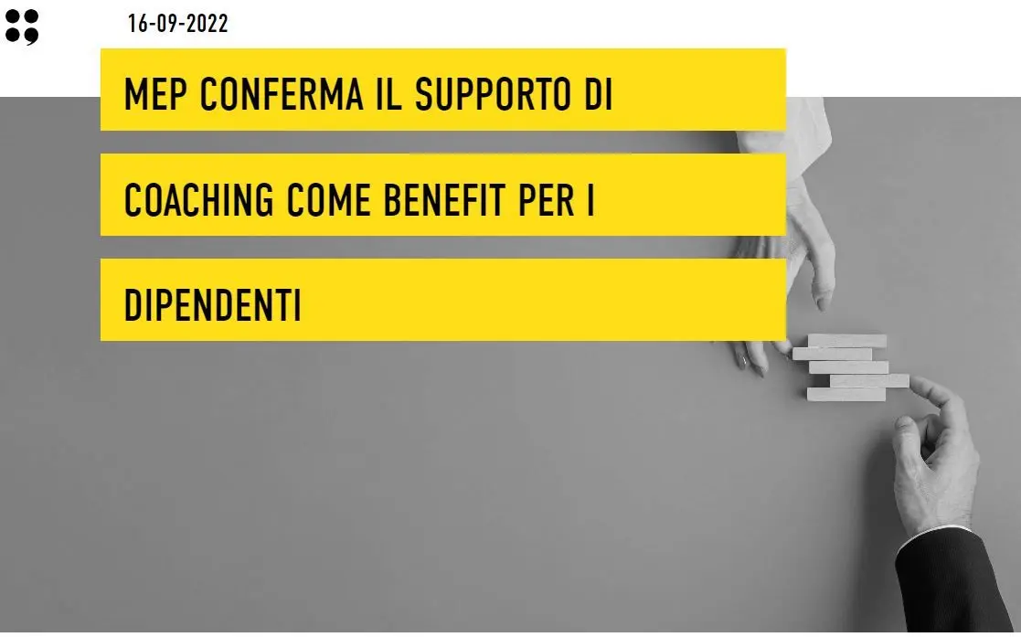 MEP conferma il supporto di coaching come benefit per i dipendenti